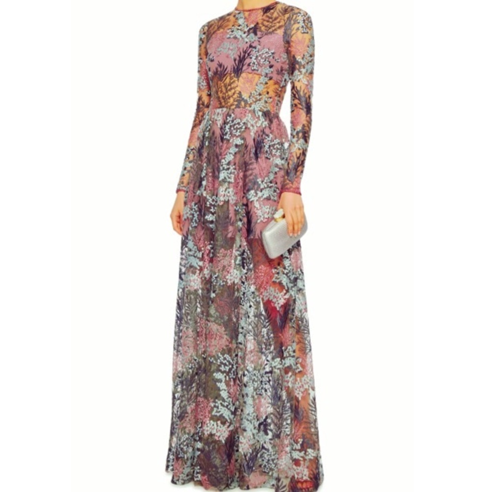 NWT Alexis Jeslyn Embroidered Illusion Dress